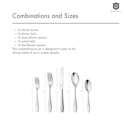 Danialli Silverware Set for 16 – 18/10 Stainless Steel Flatware, Mirror Finish, Dishwasher Safe, Durable and Elegant, Rust Resistant, Perfect for Entertaining (80-Piece Set, Fidenza)
