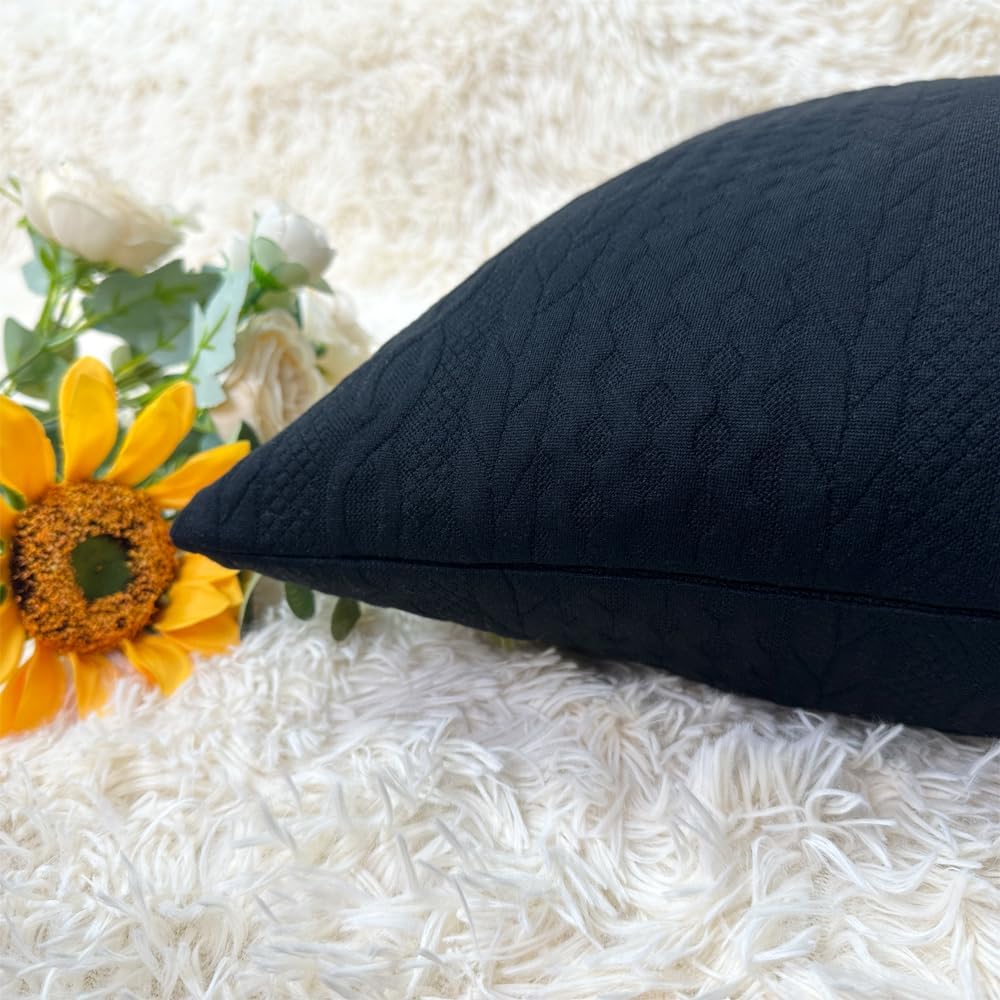 Booque Valley Black Pillow Covers, Pack of 2, Super Soft Elegant Stretchy Cushion Cases 18 x 18 inch