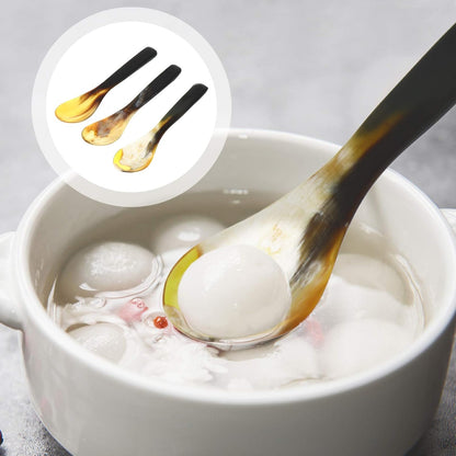 Hemoton 3 Pcs Caviar Mother of Pearl Teaspoons, Ox Horn Serving Spoons for Caviar and Dessert