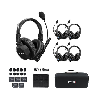 SYNCO XTALK XMax5 Wireless Intercom Headset System 2.4GHz 1640 feet 500 Meters Dual-Ear Team Communication Headset for Live Show Stage Performance Movie Shoot