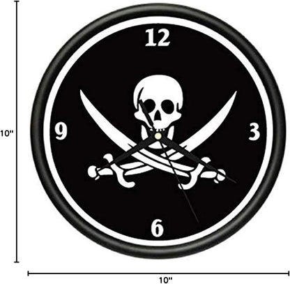 SignMission Jolly Roger Pirate Wall Clock, Skull Art