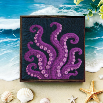 BEUNITONE Punch Needle Kit for Adults Beginners with Tentacle Pattern, Complete DIY Craft Needlepoint Kits with Hoop, Punch Needle Starter Craft Embroidery Set for Festival Gift & Home Decor 9.4x9.4