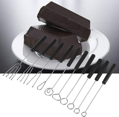 Set of 10 Stainless Steel Split Chocolate Forks for Hot Pot DIY Decorative Tools, Pralines, and Truffles