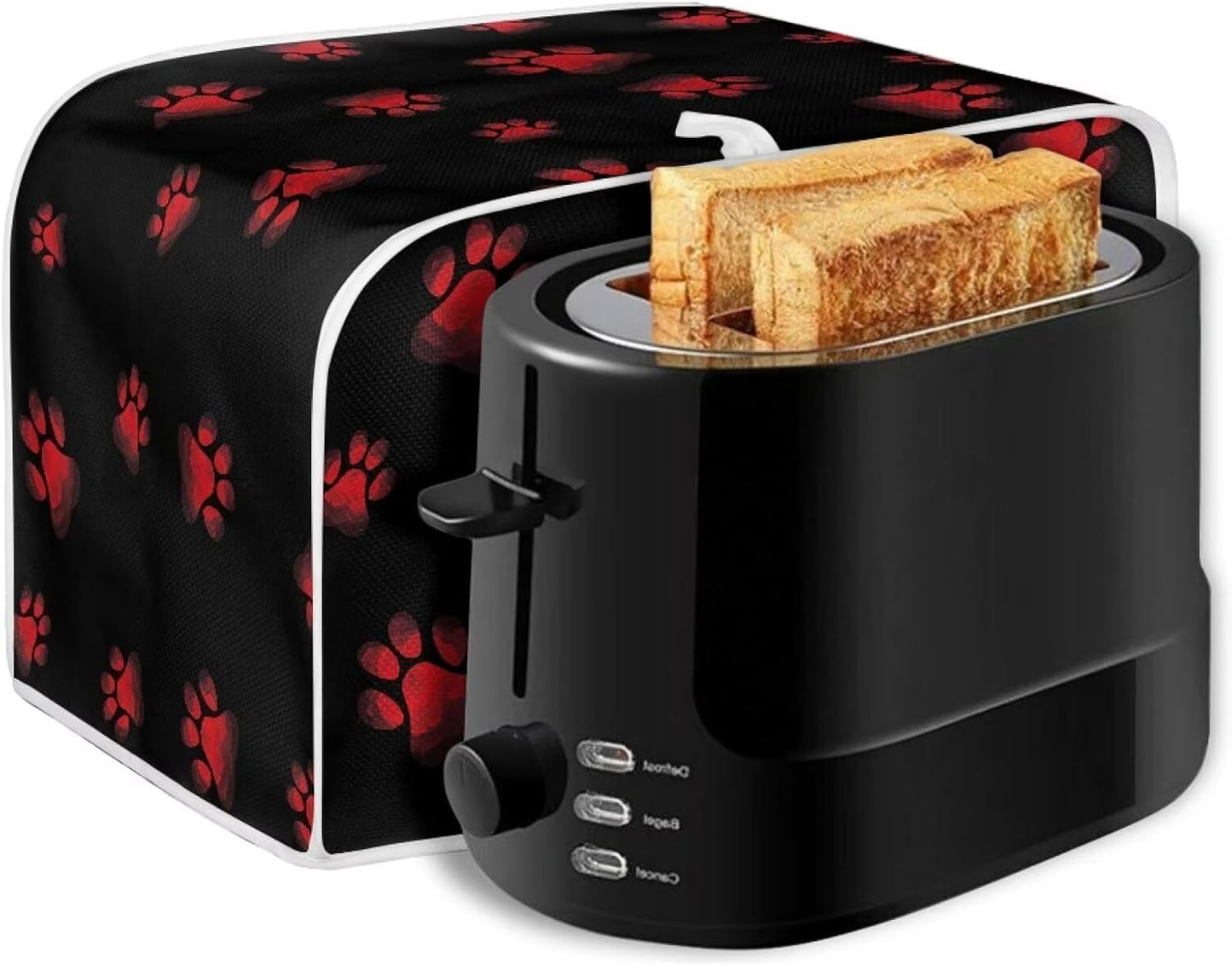 Dog Paw Print Toaster Cover, Dustproof Kitchen Decor for Most Standard 4 Slice Toasters