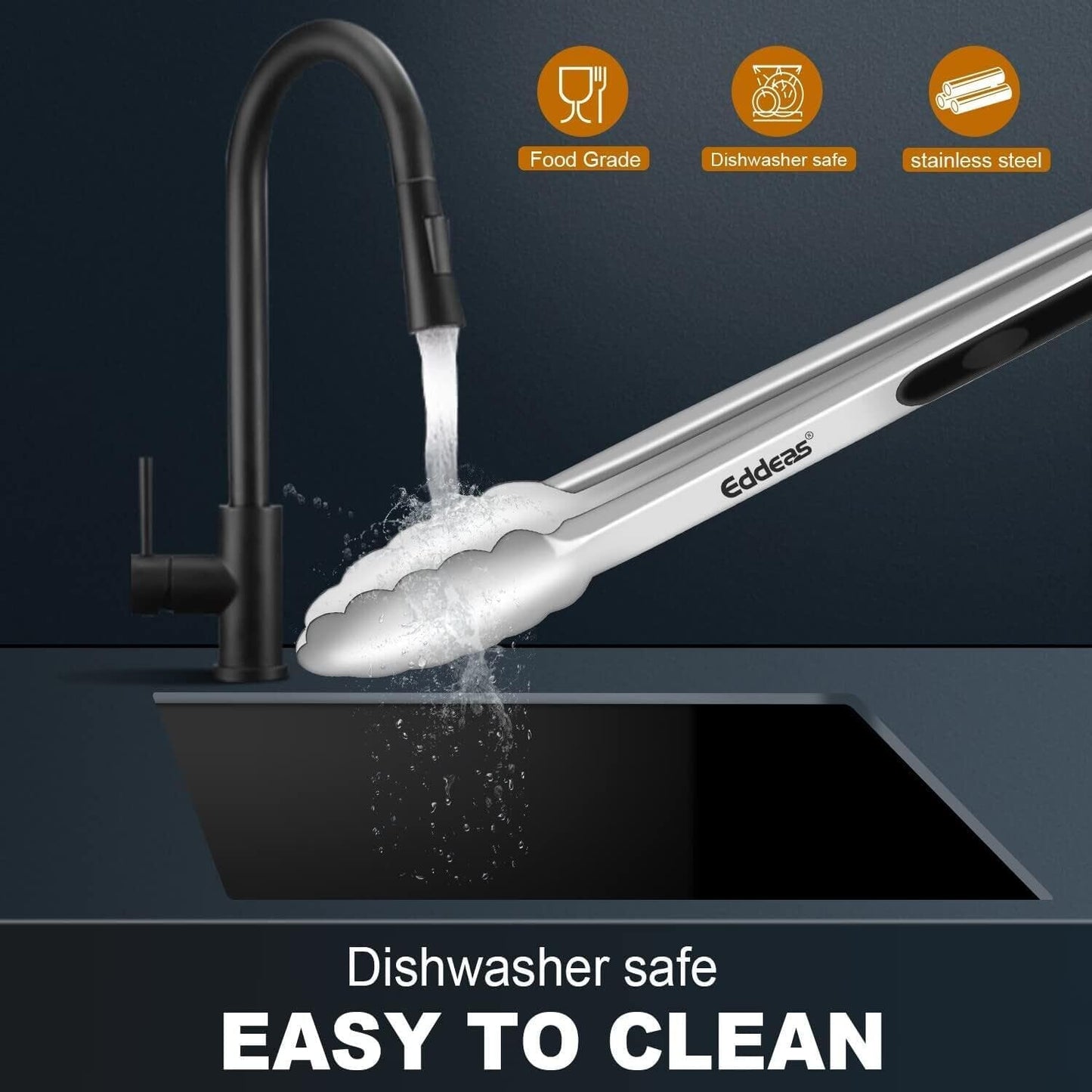 Kitchen Tongs - 9 inch Heavy Duty Food Tongs, Ergonomic Grip Stainless Steel, Perfect for Cooking and Grilling