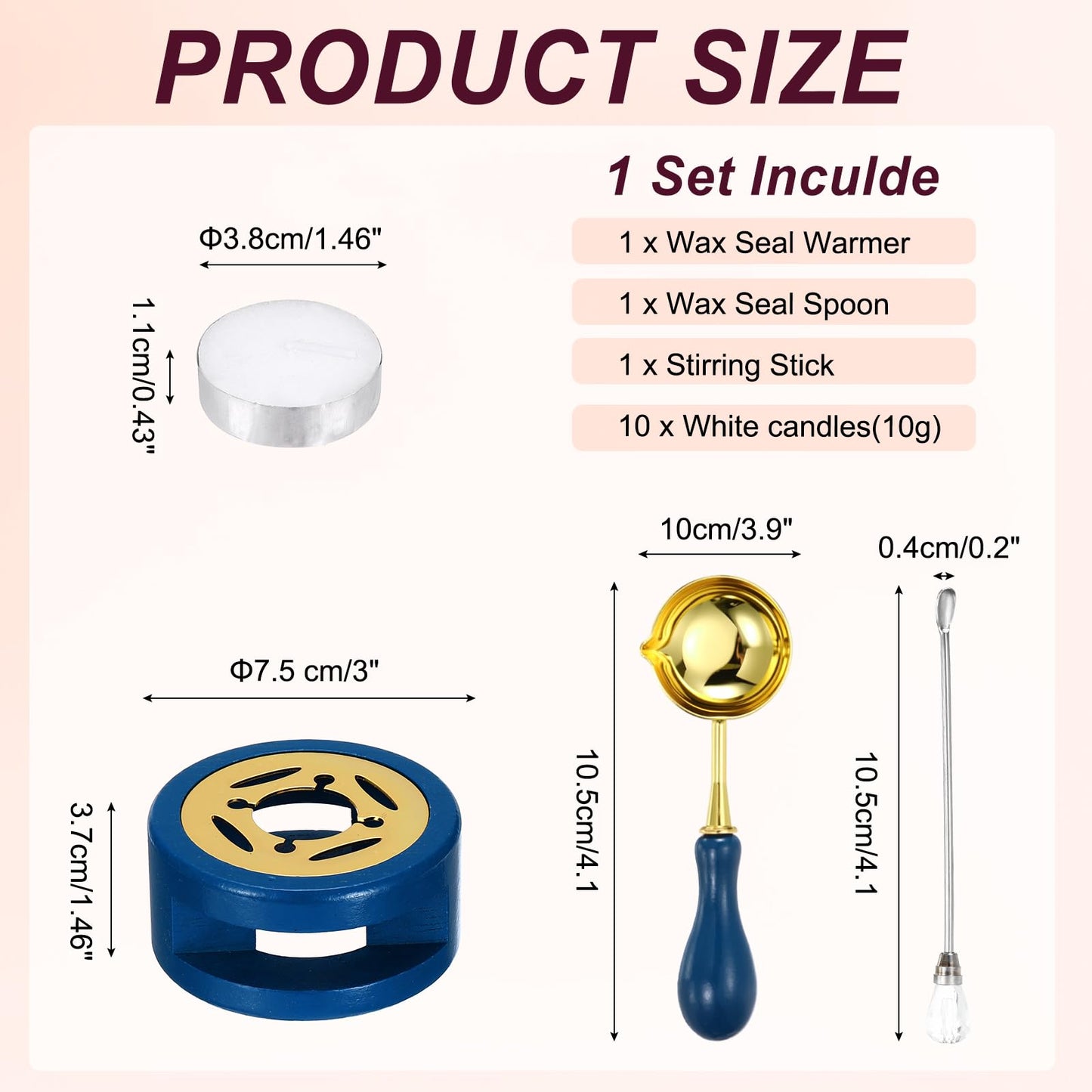 PATIKIL Wax Stamp Seal Kit, Wax Seal Kit Include Sealing Warmer, Melting Spoon, Candles, Stick, Retro Melt Stove Pot Furnace Tool for Envelope Letter Mailing Crafts DIY, Blue