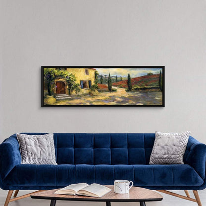 Tuscan Fields Black Float Frame Canvas Art, Countryside Artwork