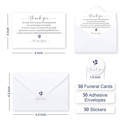 Slyitokbhr Thank You cards for Funeral with Envelopes Message Inside, 50 Pack 4×6 Inch Sympathy Thank You Cards After Funeral Notes