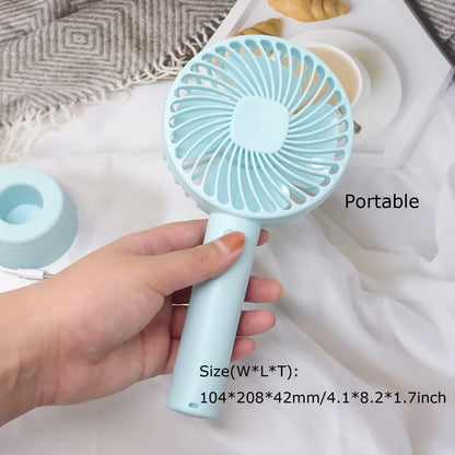 Honbay Handheld Rechargeable Fan, Portable USB Mini Fan with Base for Home, Office, Travel, Blue