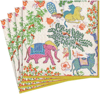 Caspari Le Jardin De Mysore Paper Cocktail Napkins, Two Packs of 20