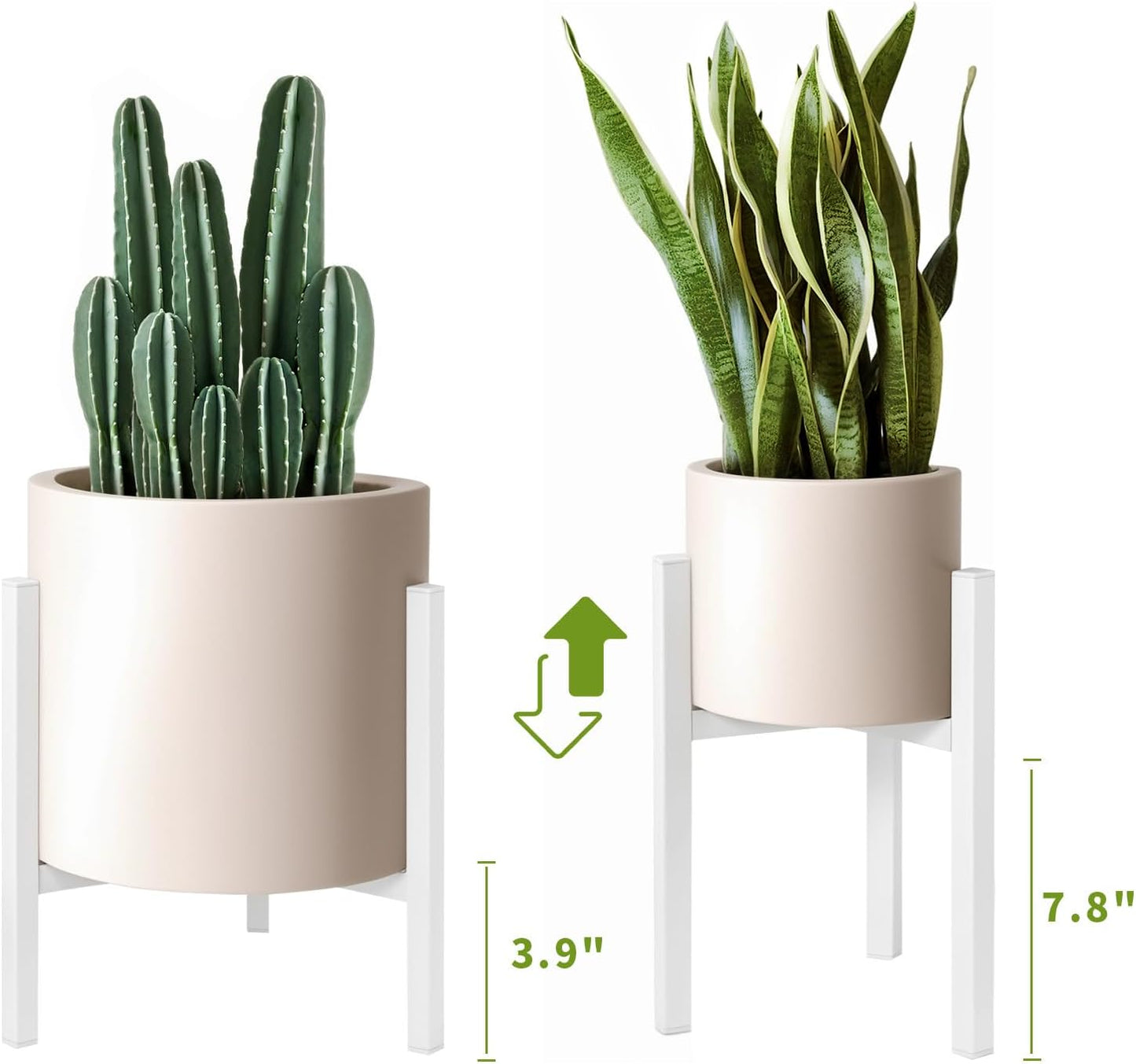 12 14 16 inch Plants-1ps IZIDDO Adjustable Plant Stand Indoor, White Metal Planter Stands Outdoor, Mid Century Modern