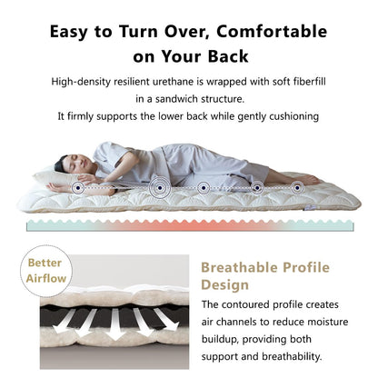 EMOOR Japanese Futon Mattress Premium CLASSE Queen, Floor Sleeping Mat Tatami Shikibuton Igusa Natural Cotton