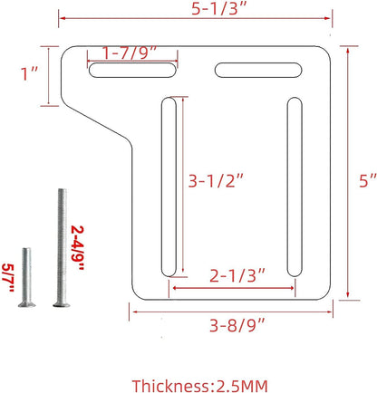 2Pcs Bed Frame Conversion Kit, Heavy Duty Adapter Bracket, Headboard Attachment with Hardware, Full to Queen