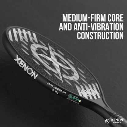 Vector Pro Spin Max Version 2 Platform Tennis Paddle by Xenon Paddle, Oversize Head, Even Balance Point, Medium Firmness Foam Core, Power and Control, 4.25” Grip, Black