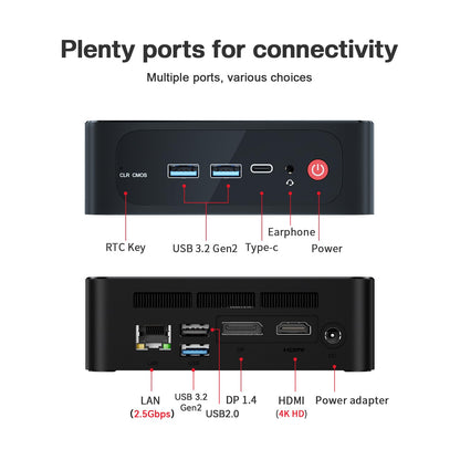 Beelink Mini PC, SER5 AMD Ryzen 5 5500U(7nm, 6C/12T) up to 4.0GHz, Mini Gaming Computer 16GB DDR4 RAM 500GB NVME SSD, Micro PC 4K@60Hz Dual Display, Mini Computer WiFi6/BT5.2/HTPC/W-11 Pro