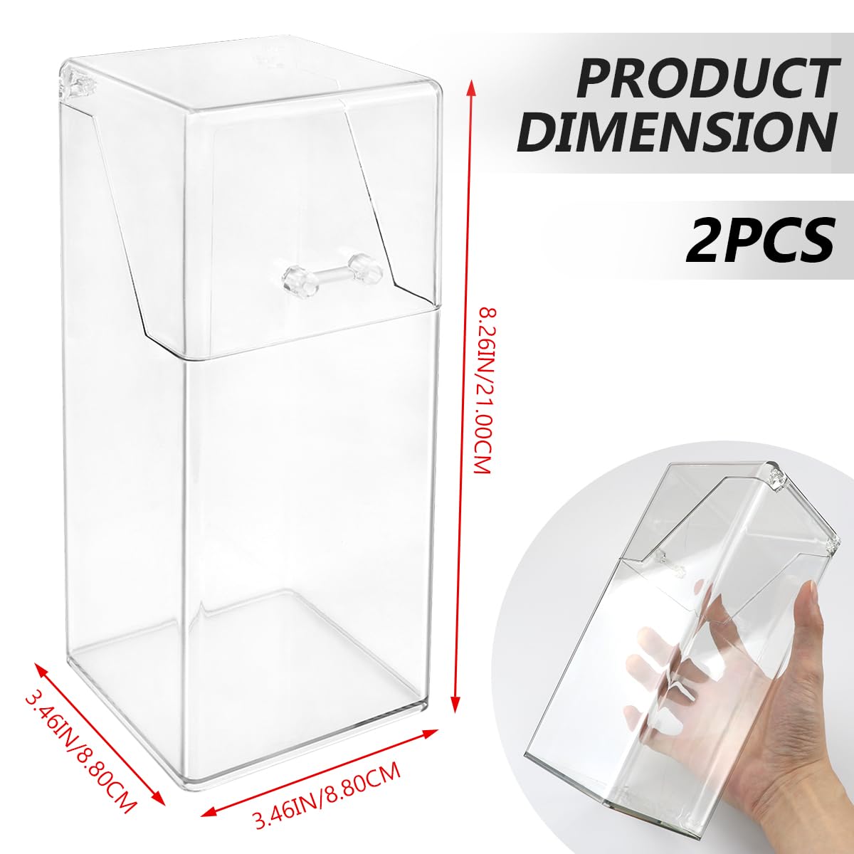 Katigate 2Pcs Acrylic Makeup Brush Organizer with Lid, Clear Makeup Brush Holders Brush Storage Dust Proof Box Makeup Organizer for Dressing Tables and Vanity