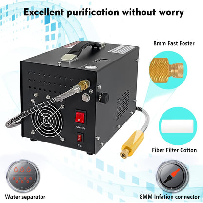 NUOGE Portable Air Compressor, 300W Electric, 4500 PSI Max Pressure, 40 Amp, Metal Construction, 60cm Hose