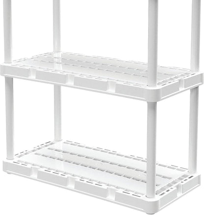 Gracious Living 4 Shelf Knect-A-Shelf Solid Light Duty Storage Unit - 12 x 24 x 48 Organizer for Home, Garage, Basement