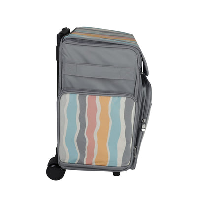 Everything Mary Rolling Scrapbook Tote – Grey Stripes Craft Bag with Wheels – Portable Storage Organizer for Scrapbooking, Papercraft & Art Supplies
