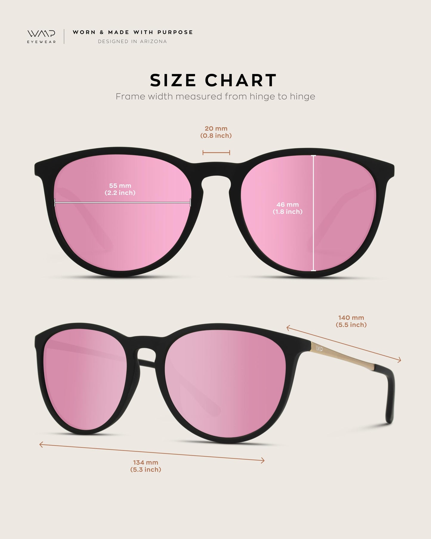 WearMe Pro Women's Round Sunglasses with Polarized UV Protection, Trendy Retro Designer Style (Tortoise Frame/Mirror Pink Lens)