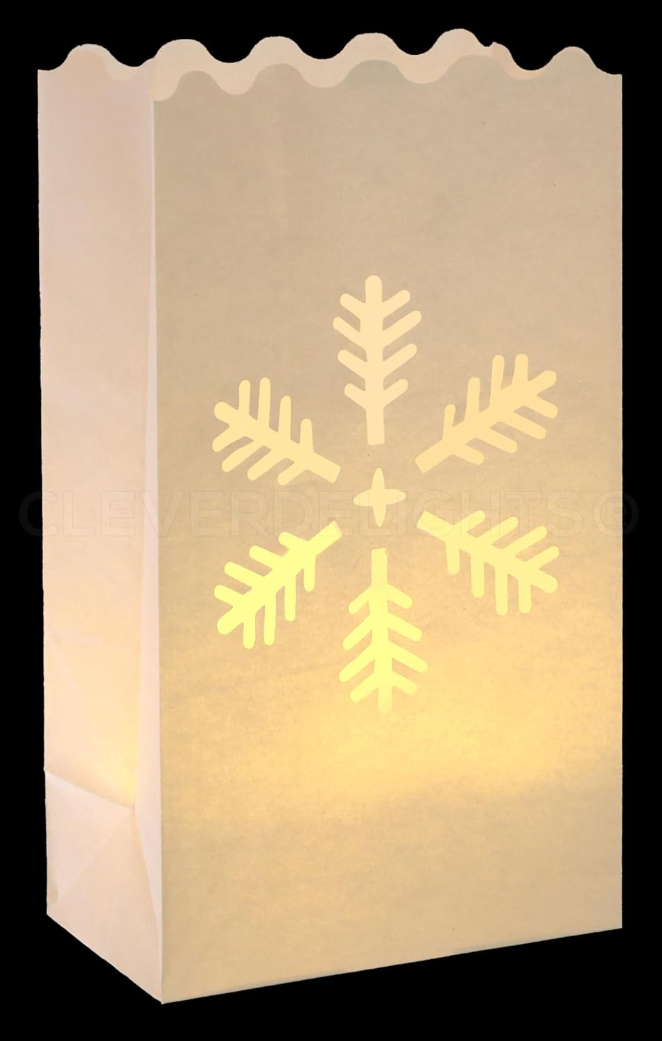 CleverDelights White Snowflake Luminary Bags, 30 Count, Christmas Holiday Luminaria