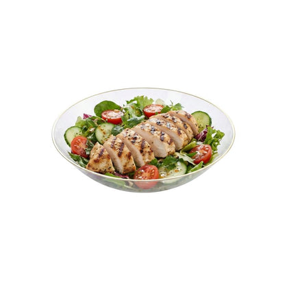 Restaurantware-Moderna 16 Ounce Plastic Bowls, 100 Durable Disposable Salad Bowls - Gold-rimmed, Heavy-duty, Clear Plastic Fancy Bowl, For Warm And Cold Foods, Ideal For Restaurants