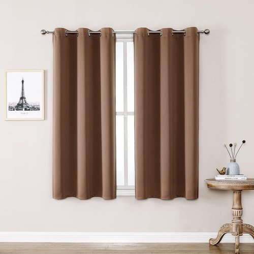 ChrisDowa Small Window Curtains - Grommet Thermal Insulated Room Darkening Panels, 29 x 50 Inch, Cappuccino