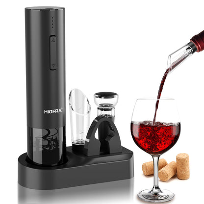 Electric Wine Opener Gift Set - Premium Wine Accessories with Wine Aerator, Vacuum Stopper, Foil Cutter and Gift Box - Ideal Valentines Gift for Wine Lovers and Special Celebrations