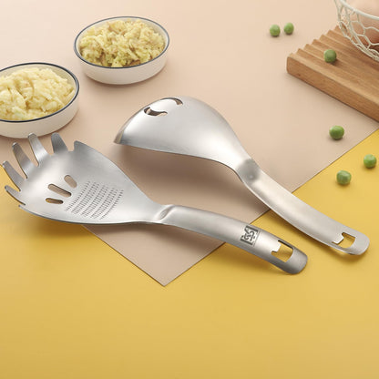 MEIYUSHENG 304 Stainless Steel Multi-Function Pasta Cooking Spoon: Comes with Potato Masher, Egg Yolk Separator, Grater Plate, Bottle Opener & Slotted Spoon