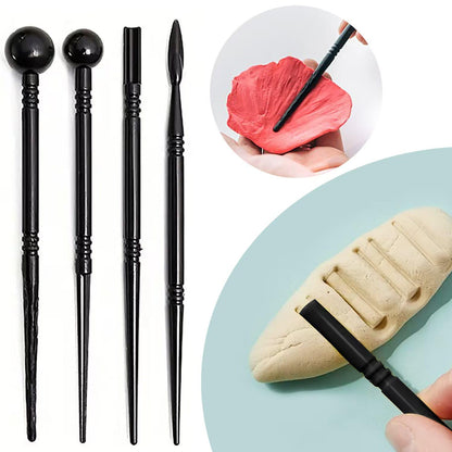 24Pcs Clay Sculpting Tool Set, Polymer Clay Kit with Ball Stylus Pens, Silicone Sculpting Brushes, Wooden Carving Tools & Smoothing Sponge, Professional Pottery Modeling Tools for Ceramic& DIY Crafts