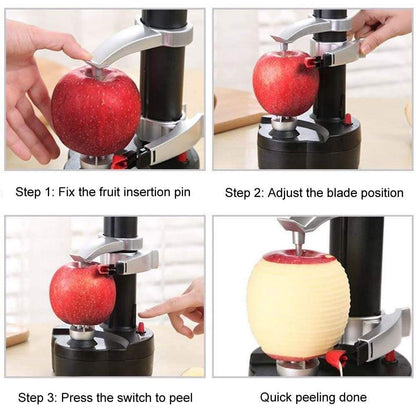 AIHANCH Electric Potato Peeler Automatic Potato Peeler Machine, Electric Peeler Fruits and Vegetables, Apple Peeling Machine for Kitchen [1 Adapter 2 Extra Blades] with Apple Corer (Black-C)