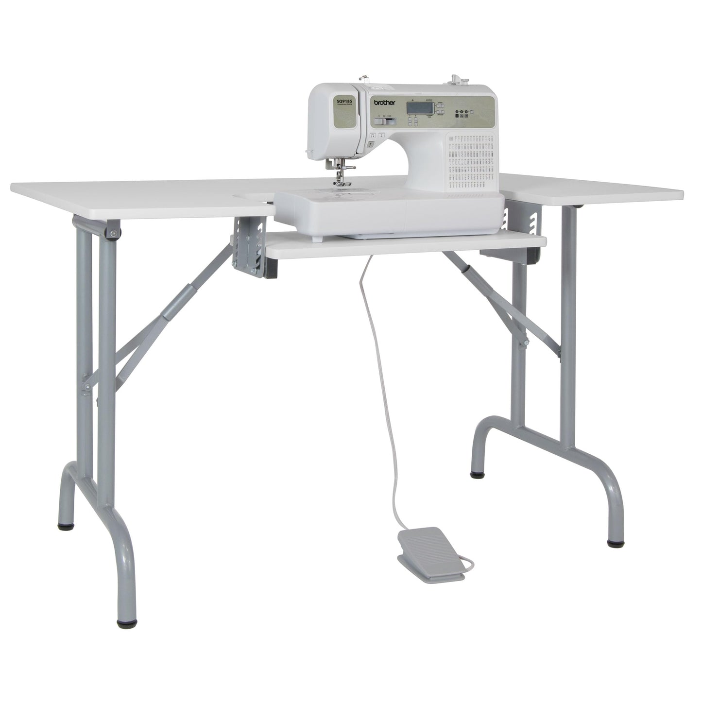 Studio Designs Folding Multipurpose Sewing & Craft Table w/ Machine Shelf, White