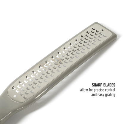Calphalon Prime Stainless Steel Handheld Grater Lemon Zester W/Cover & Rubber Handle - Taupe