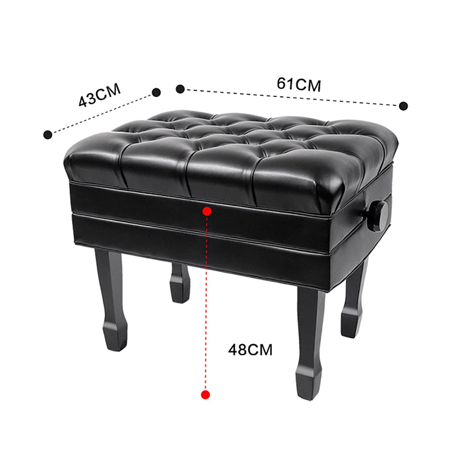 ELUKHT Leather Piano Bench Piano Bench with Inner Solid Flip-Top Extra Music Storage Adjustable Padded Keyboard Bench with Genuine LeatherAdjustable Height,