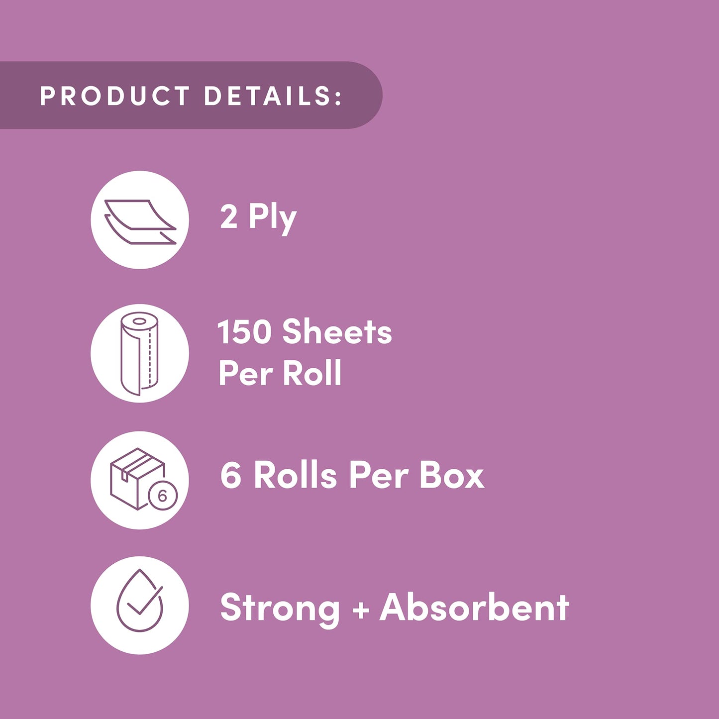 Amazon Aware Bamboo Paper Towels, 6 Rolls, 2 ply, FSC Certified, 150 Sheets, 900 Count, Plastic-Free, Multicolor
