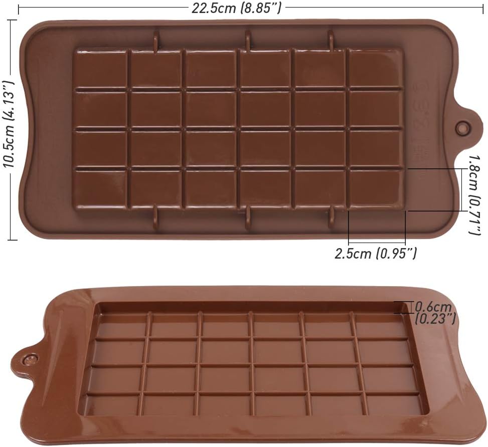 Newk Chocolate Silicone Molds, Break-Apart Candy & Energy Bar Molds, Pack of 6 for Baking