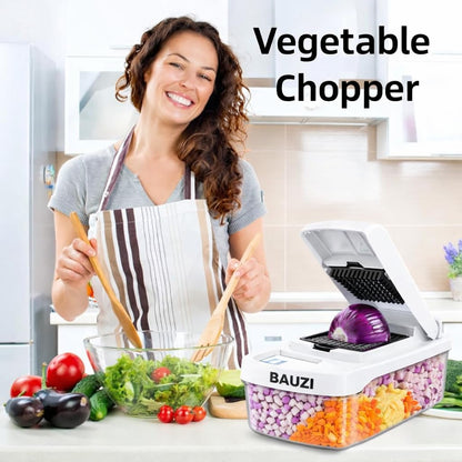 12-in-1 ABS Vegetable Chopper, Onion Cutter with Container, Food Slicer Dicer & Grater, Multifunction Kitchen Gadget for Fruits & Vegetables, BPA Free