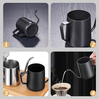 Whistling Teapot Coffee Pot, Stovetop Drip Pot with Long Spout, Stainless Steel Kettle with Tea Strainer