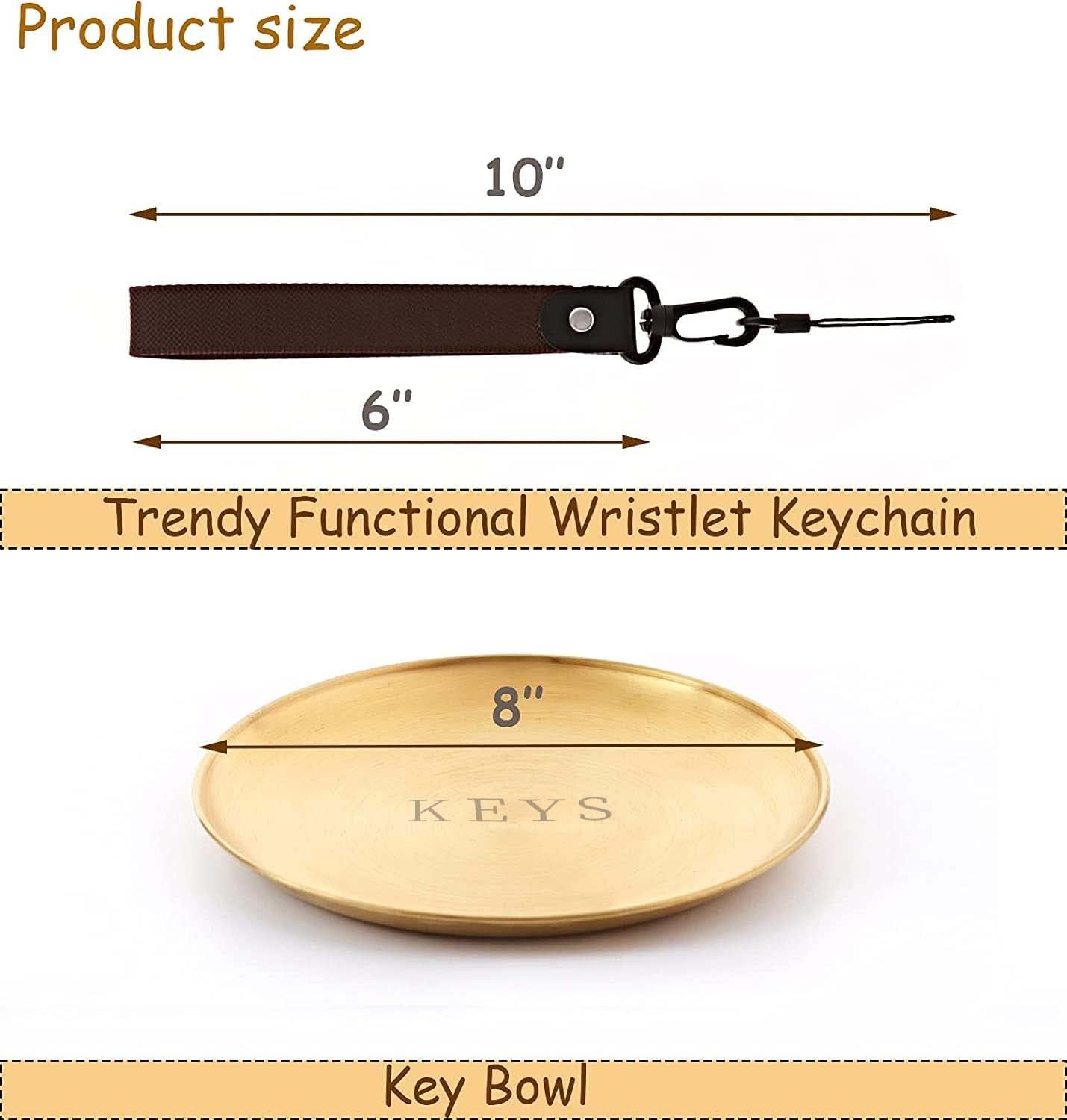 Key Bowl and Keychain Set - Decorative Bowl for Entryway Table, Jewelry Dish, Car Key Plate, Key Tray for Keys