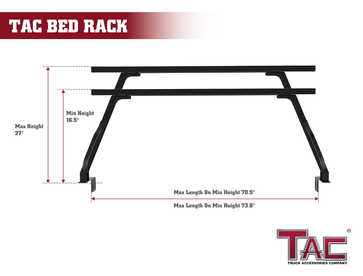 TAC Universal Ajustable 6-FEET Truck Bed Rack Ladder Roof Top Cargo Rack Platform Extension Canoe Bike Kayak Snowboard Luggage Upper Storage Carrier Outdoors Overland Off Road Accessories