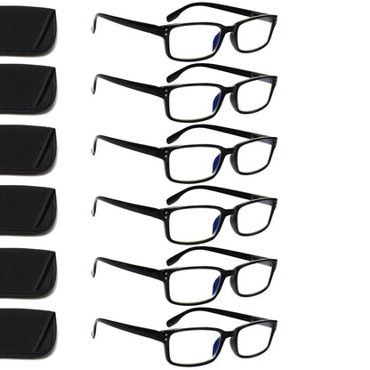 Kerecsen 6-Pack Reading Glasses Blue Light Blocking,Spring Hinge Readers for Men Women,Computer Eyeglasses (6 Black, 1.5, multiplier_x)