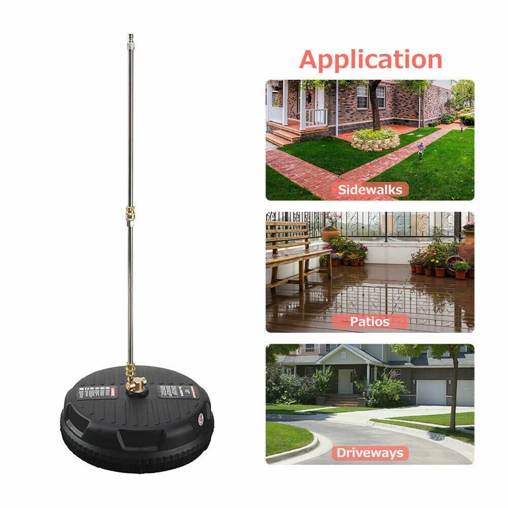 15" Pressure Washer, 3600 PSI Surface Cleaner Attachment with 2 Power Washer ExWands and 2 1/4 inch High Replacement Nozzles, for Decking, Brick, Stone