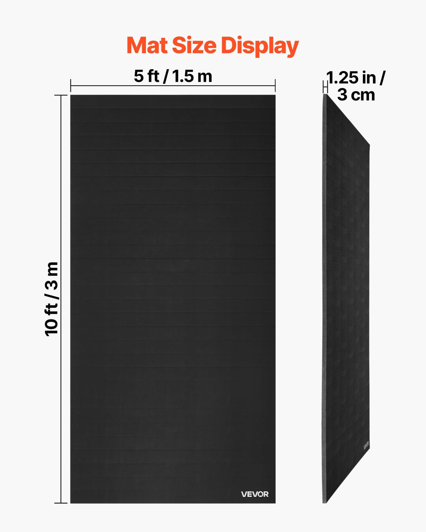 VEVOR 10x5 ft Wrestling Mat, Martial Arts Thick Mat for Home Gym Workouts Exercise, Waterproof PVC Roll-Up Training Mats for Gymnastics, Tatami, Jiu Jitsu BJJ MMA Judo, Boxing, Black