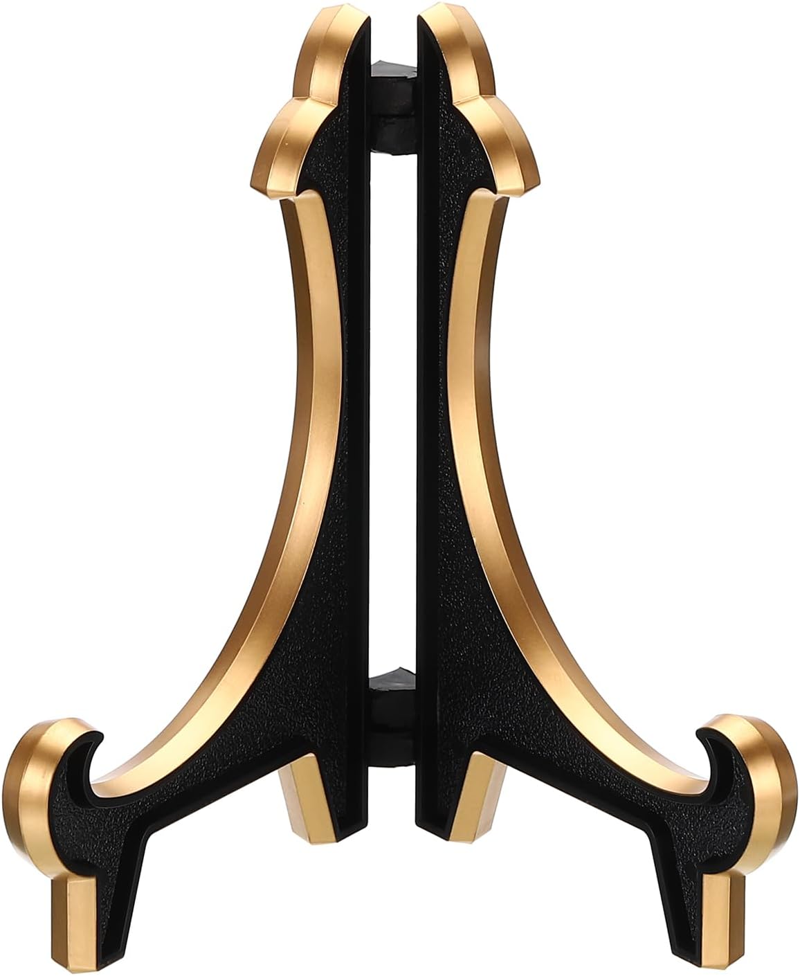 PATIKIL 5" Acrylic Decorative Plate Stand Holder, Foldable Picture Easel Frame for Photos, Card, Canvases, Black Gold