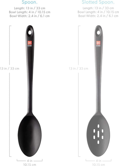DI ORO Cooking Spoon, Solid Silicone, High Heat Nonstick Kitchen Spoon for Cooking & Baking, Dishwasher Safe