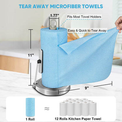 AIDEA Microfiber Cleaning Cloth Roll 165 Sheets(3 Roll), Tear Away Microfiber Towels, Reusable Paper Towels, Washable Shop Rags, Scratch Free, Absorbent Dish Rags for Car, Home, Shop, 11" x 9"