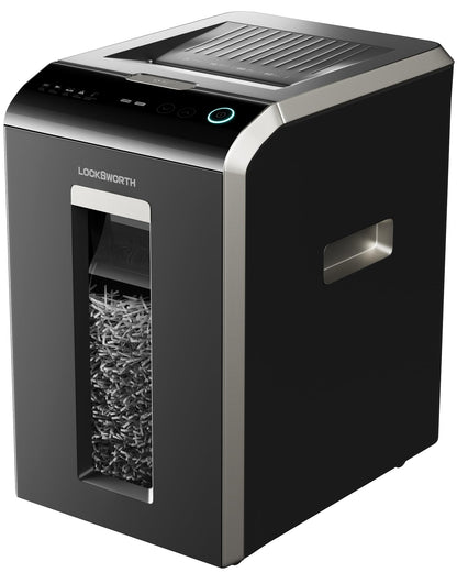 Locksworth 200-Sheet Micro Cut Shredder for Home Office, 8.5 Gallons Bin P-5 High Security Shredders for Paper, CD, Credit Card, Staple, Clip, Heavy Duty Commercial Paper Shredder with Casters