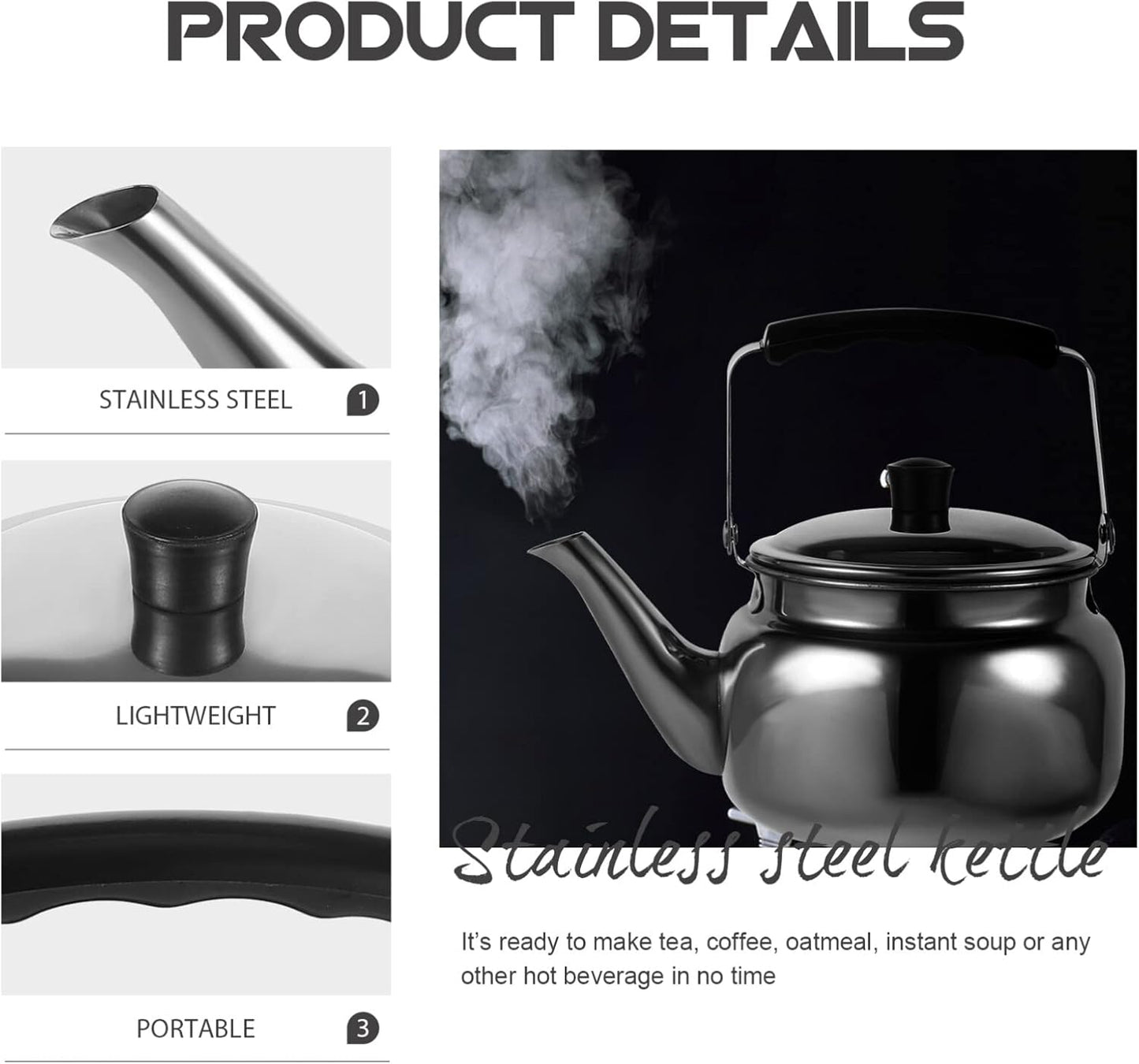 Lurrose 1.5QT Whistling Tea Kettle, Stainless Steel Teakettle with Cool Grip Handle for Stovetop