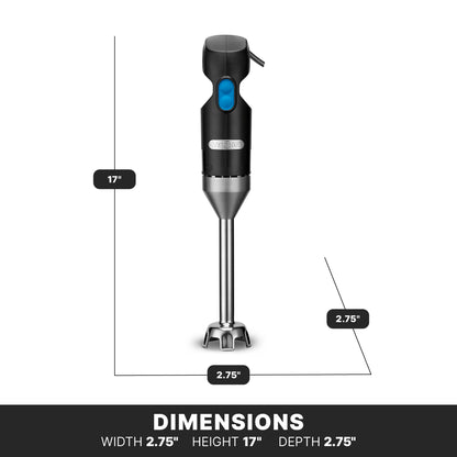 Waring Commercial Quik Stix Light Duty Stick Immersion Hand Held Blender, 7" Fixed Sealed Shaft, Steel Blade, 2 Speed, Professional Restaurant Foodservice Grade, 3 Gallon, 120V 100W, WSB35, Black