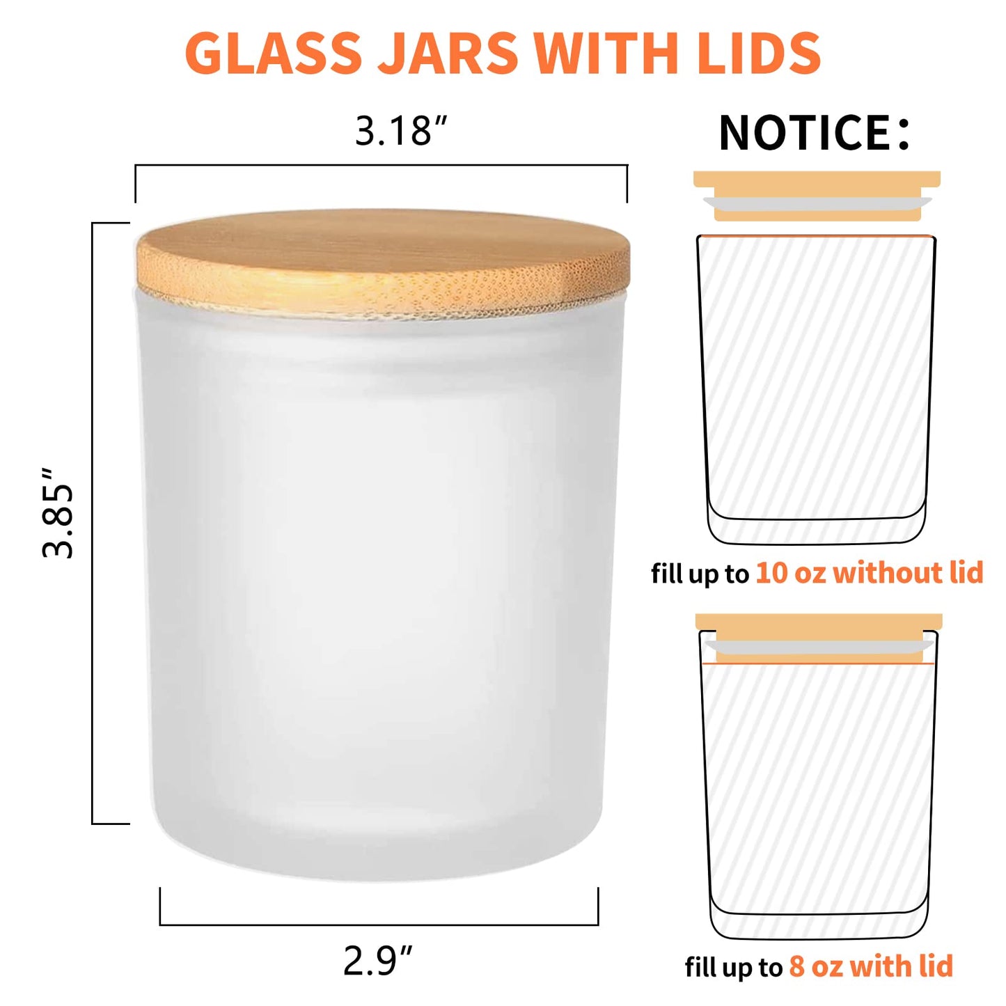 SUPMIND 12 Pack Glass Candle Jars-10oz Frosted Empty Candle Jars with Bamboo Lids and Sticky Labels, Bulk Candle Jars for Making Candles Containers - Dishwasher Safe